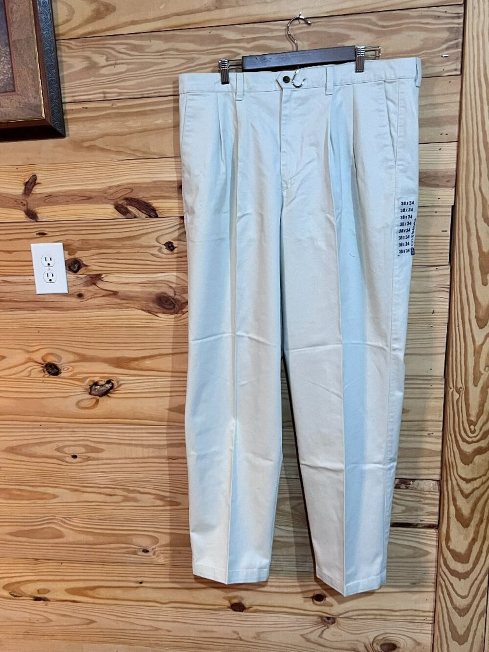 Dockers‎ Pants Mens 38x34 Cream Khaki Vintage Double Pleated High Waist 90s New